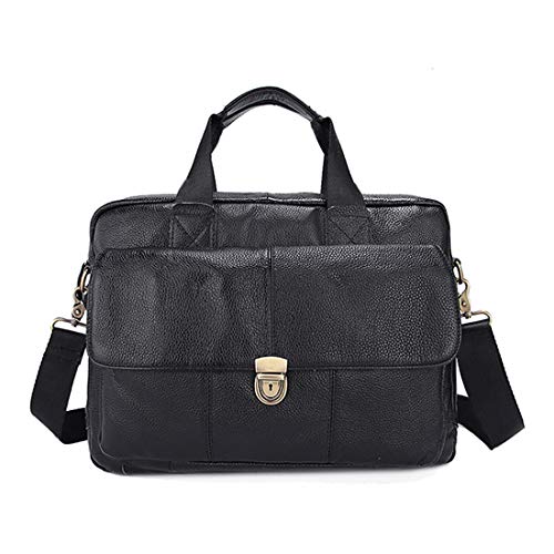 Preisvergleich Produktbild KERVINFENDRIYUN YY4 Business Herren Leder Aktentasche Messenger Crossbody Schulter Handtasche Tasche für 13"Laptop Notebook Tablet (Color : Black)