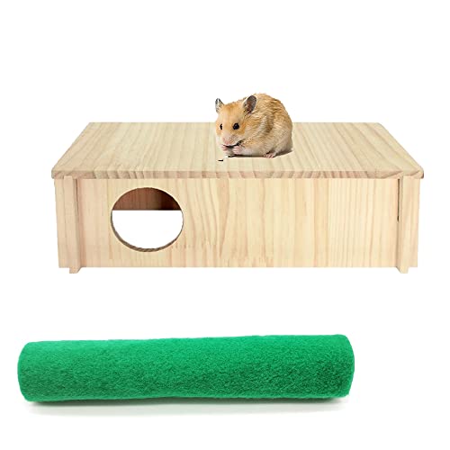 kathson Laberinto de madera de hámster escondites y túneles exploradores de rata laberinto de madera con cubierta de madera extraíble para jerbos sirios Lemmings ratones enanos (mediano (rectángulo)) Cover