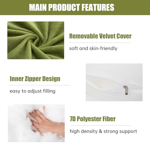 Image of 1 MIDDLE ONE Pregnancy Pillow, C Shaped Full Body Pregnant Women Sleeping Pillow for Maternity Support with Cover (Green)