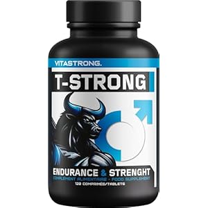 Vitastrong Vitality Complex – 120 Gélules T-Strong avec Arginine, Taurine, Maca, Fenugrec, Ginseng, Ginkgo, Zinc, Vitamine B6 – Énergie, Bien-être Masculin et Soutien à la Performance