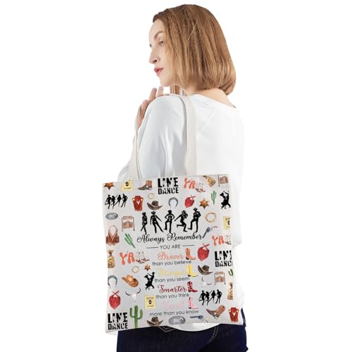 MYSOMY Sac fourre-tout de danse de ligne Country Music Line Dancing Gifts Line Dancer Cadeaux Line Dance Lover Sacs d'épicerie Bottes Cadeaux de danse occidentale, Always Line Dancing, INCH – vue 6