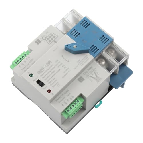 SageFurned NLQ4-125/2P 125A Interruttore di trasferimento automatico a doppia alimentazione per solare/fotovoltaico e generatore, interruttore di commutazione a 2 poli con montaggio su guida DIN con