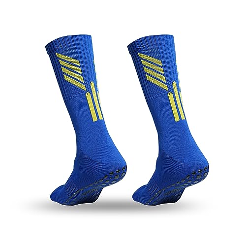 Mizaki Anti-Slip Football Socks for Men & Women Calf Length - Football Grip Stockings with Rubber Pad Grip Technology
