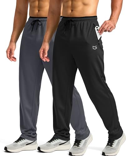 G Gradual Men's Sweatpants with Zipper Pockets Open Bottom Athletic Pants for Men Workout, Jogging, Running, Lounge