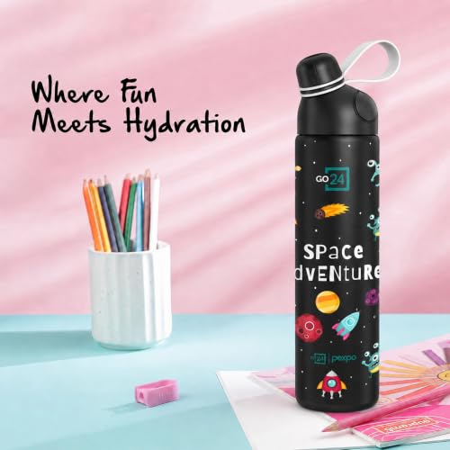 Image of Stainless Steel Water Bottle for School Kids Pico Black - Space