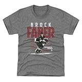 500 LEVEL Brock Faber Youth Shirt - Brock Faber Minnesota Inline WHT (Tri Gray, 8Y Medium)