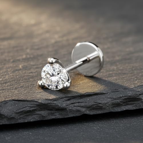 Image of Sparkles Lab Grown Diamond 0.03 Carat - 0.50 Carat Round Shape Solitaire Diamond Nose Pin for Women | 14K Gold IGI Certified FG VS Quality