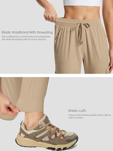 KWZ Women's Hiking Pants Lightweight Cargo Joggers 25.5" Khaki S — view 5