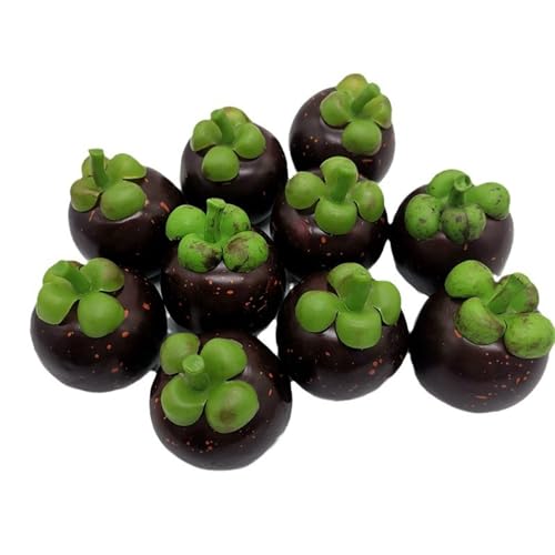MINGMU 10pcs Realistic Artificial Mangosteens Simulations Fruit Model Fake Mangosteens Display Props Kitchen Parties Home Decors Flower Arrangement
