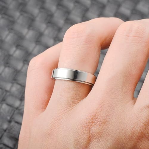Epinki Pierścień Fidget 6 mm, dla kobiet, mężczyzn i dzieci, ze stali nierdzewnej, polerowany, redukujący stres, V 1/2, Stal nierdzewna, Bez kamieni szlachetnych