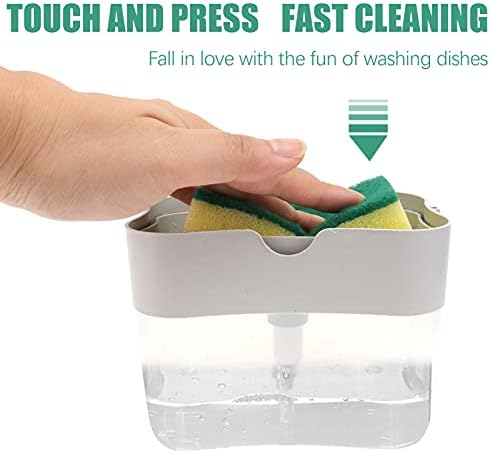 Tomaibaby 2 Sets Dish Soap Dispenser with Sponge Kitchen Soap Pump Dispenser Caddy 2 in 1 Sink Dish Washing Soap Holder for Kitchen Sink Countertop
