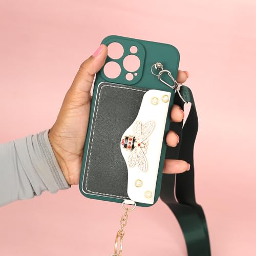 Image of Peeperly Back Cover Case for iPhone 14 Pro Max Scratch Resistant Anti-Slip TPU Shockproof Protective Durable Butterfly Lock Case for Girls & Women(Green)