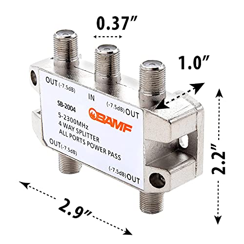 BAMF 4-Way Coax Cable Splitter Bi-Directional MoCA 5-2300MHz - Thumbnail 3