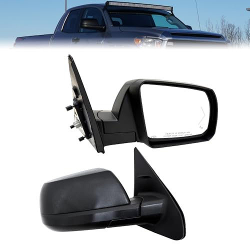 Fit for Toyota Tundra 2014-2019 Door Mirror Assembly with Textured Black Cover Power Heated Glass with Signal Light and Blind Spot with Memory and Power Folding 18 Pins Right Passenger Side RH — view 2