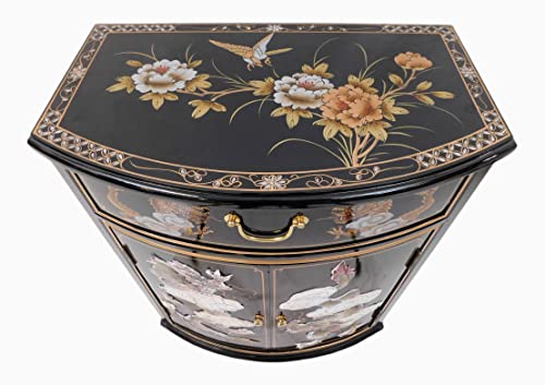 Oriental Furnishings Dragon Mother Of Pearl Inlaid Cabinet With Drawer And Doors. #TOP6
