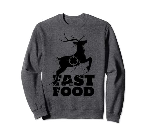 Cervi Fast Food Buck Cacciatore di Caccia Mangiare Cibo Amanti di Carne Blk Felpa