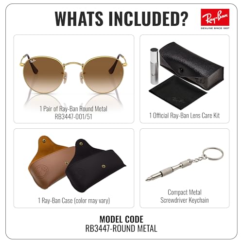 Image of Ray-Ban RB3447 ROUND METAL Round Shaped Sunglasses for Men with Official RAYBAN Eyewear Kit
