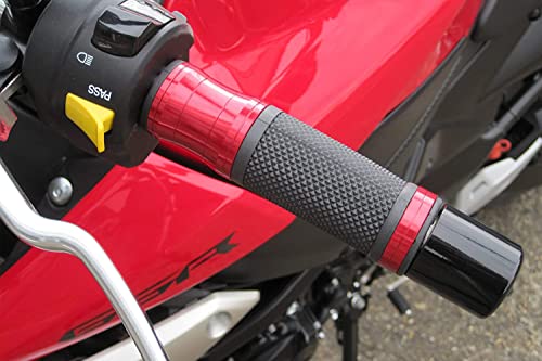 Motorcycle Custom Handgrips In Red Aluminum & Rubber To Fit 7/8" Handlebars #TOP7