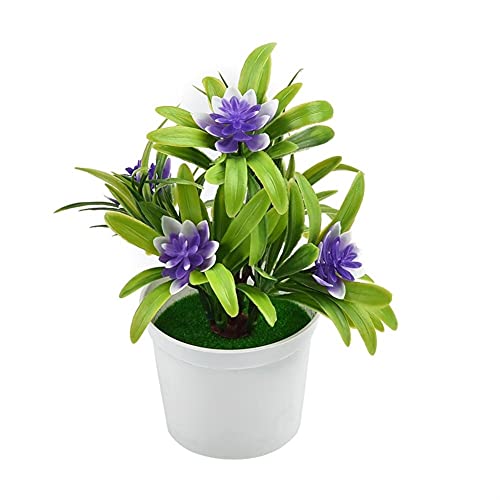 KSFBHC Bonsai-Desktop-Pflanzen Topfpflanzen Künstliche Blumen Dekore Dekoration Ornament Zuhause (Color : Purple)