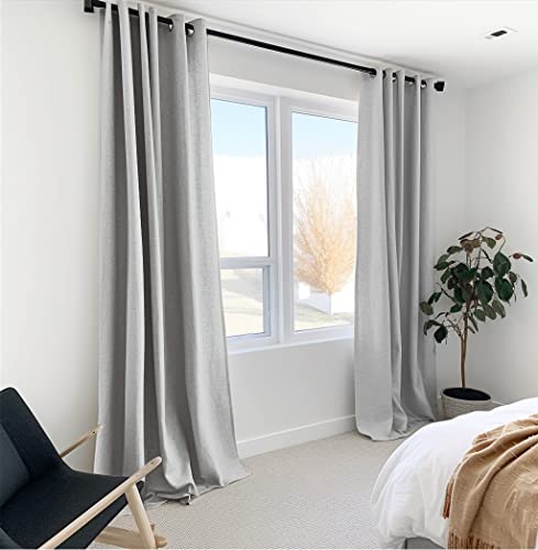 100% Blackout Curtains 84 Inches Long,Linen Blackout Curtains 84 Inch Length 2 Panels Set,Thermal Insulated Full Light Blackout Curtains For Bedroom/Living Room,50" W X 84" L 2 Panels,Gray #TOP1