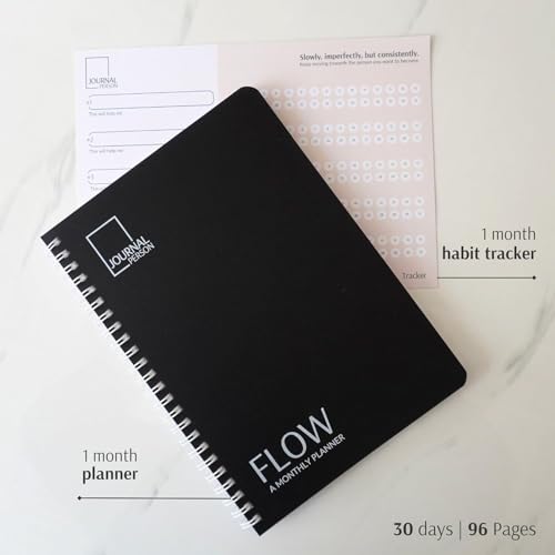 Image of Flow | Undated Monthly Planner | A5 | 96 Pages | Daily Planner Pages, To-do lists, Meeting Notes, Habit Tracker | Productivity Planner for Work & Life