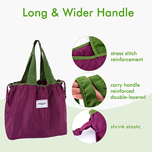 Mvscocean Reusable Grocery Bags, Colorful Shopping Bags,Machine Washable,Foldable,Durable,Lightweight,Set Of 3 (Fuchsia,Lake Blue,Purple) #TOP3