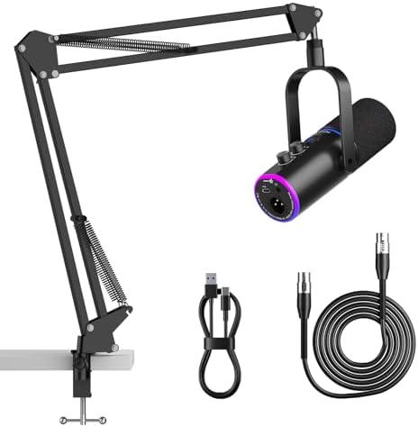 XLR/USB Podcast Microphone, Gaming Mic with Mute Button, Reverb E...