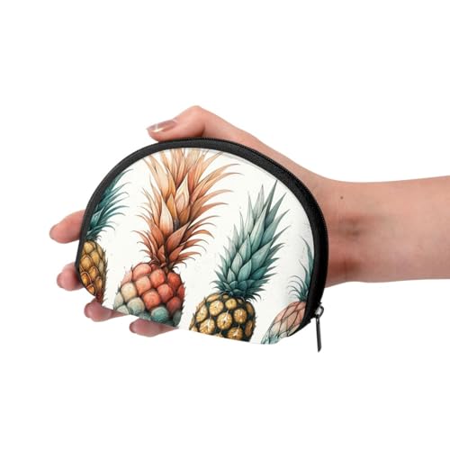 Portable Coin Purse Pineapple-Summery-Fruit Mini Zippered Money Pouch Card Holder3
