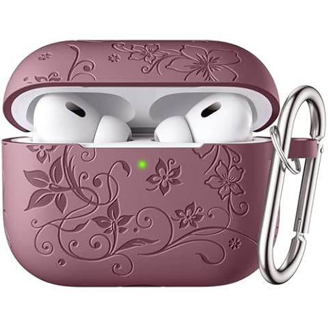 IMIVIO Compatible with Airpods Pro 2nd Generation Case Cover, Flower Engraved Skin Cover Compatible with Apple Airpods Pro Case 1st/2nd USB C, Cute Funny Silicone Skin Case Cover