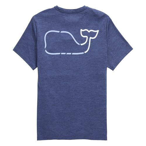 Vineyard Vines On-The-Go Whale Outline Short-Sleeve Harbor Performance Tee, Nautical Navy HTHR, XL