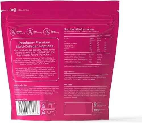 SoBodyCo Premium Collagen Supplement, Unique 5 Types of Collagen Powder, 300000mg, Collagen Peptides, Collagen Supplements for Women, Multi-Collagen, 30 Days Supply, Peptigen