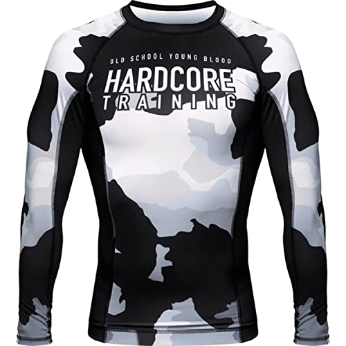 Rashguard de compression Hardcore Training blanc camo haute résistance MMA