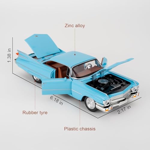 Image of 1:32 Scale Cadillac Eldorado Alloy Pickup Car Toy Metal Pull Back Diecast Car with Openable Door and Sound Light, Gifts Toys for Kids【Blue】
