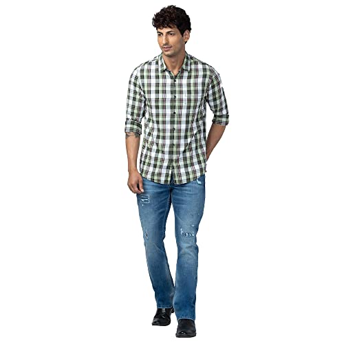 Image of Spykar Men's Slim Fit N /A Full Sleeve Checked Casual Shirts