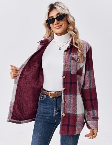 Zeagoo Warm Jackets for Women Sherpa Fleece Winter Coats Flannel Shacket - image 2