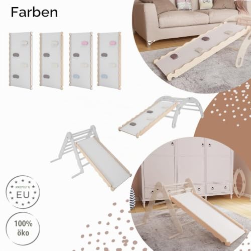 Foto von MAMOI® Rutsche Indoor, Rutschbrett für Klettergerüst, Kinderrutsche aus Holz für Kletterdreieck und Kletterbogen, Holzrutsche/Yarnwood für Baby ab 1 Jahr und 2/3 Jahre, Montessori