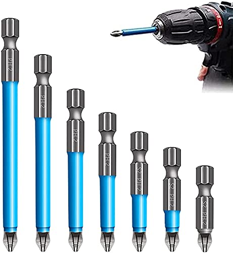 Magnetic Anti-Slip Drill Bit,7Pcs PH2 Small Screwdriver Bit Set,Anti Slip Electric Hex Shank Magnetic Screwdriver Drill Bit for Power Screwdriver Drill Impact Driver Tool Kit