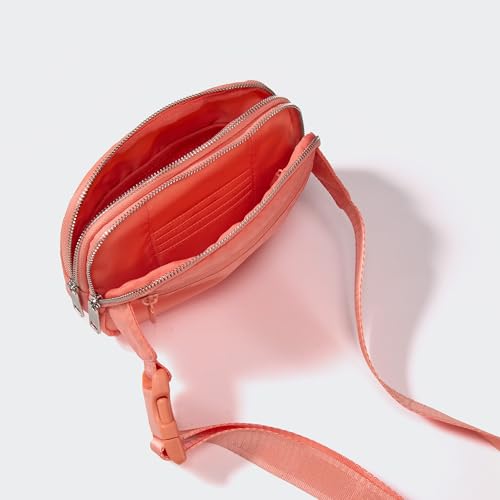 Image of Pander Everywhere Belt Bag for Women, 5 Zipper Pockets Nylon Crossbody Fanny Pack Purse (Dark Salmon).