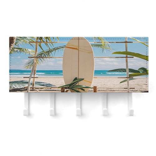 Soporte de pared para tabla de surf en madera que soluciona la pérdida de llaves 7