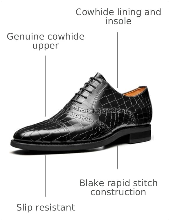 Image of Men's Dress Shoes Genuine Leather Oxfords Luxury Formal Business Suit Shoes with Blake Rapid Stitch