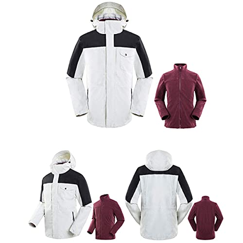 Veste de ski homme 3 en 1 snowboard imperméable coupe-vent blanc MU