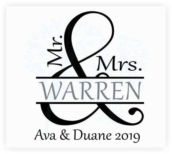 Mr Mrs Customizable Names Wedding Decal - Ceremony Vinyl Wall Art Sticker - Anniversary...