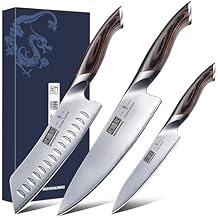 HOSHANHO 3 Pieces Knife Set, Professional Japanese High Carbon Stainless Steel Kitchen Knife Set, Ultra Sharp Chef Knives Sets with Ergonomic Pakkawood Handle