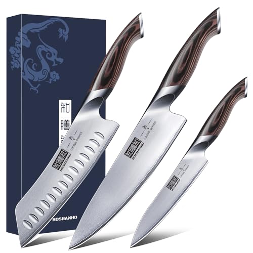 HOSHANHO 3 Pieces Knife Set, Professional Japanese Kitchen Knife Set