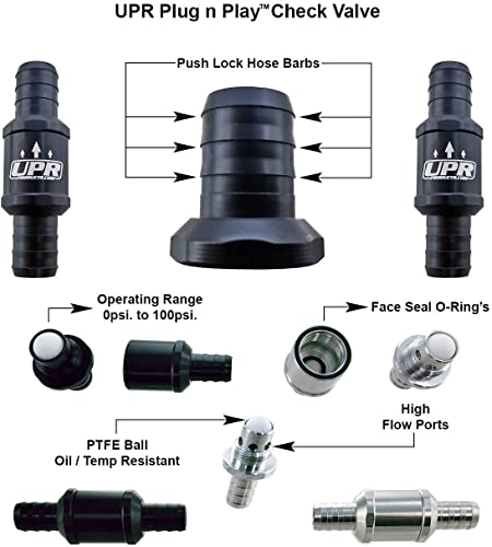 1Pc Upr Plug N Play ™ Billet Check Valve 17Mm-5/8In - 0Psi Cracking 0-100Psi Operating Pressure #TOP1