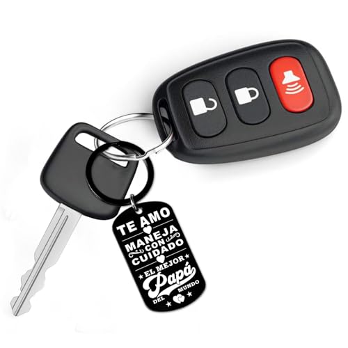 Image of Dad Gifts for Fathers Day - Regalos Para el Dia del Padre, Valentines Day Gifts for Dad Men, 2026 Spanish Mexico I LOVE YOU, DRIVE SLOW, BEST DAD IN THE WORLD Keychain Regalos para Papa Hombre