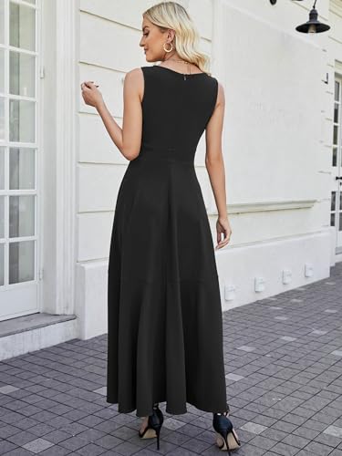 Women Formal Dresses,V Neck Evening Gowns for Women 2024 Long Wedding Guest Party Sleeveless Prom Pockets Dress - Image 6
