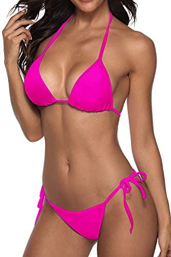 Image of Women Two Piece Swimsuit Sexy Swimwear Halter String Triangle Bikini Sets
