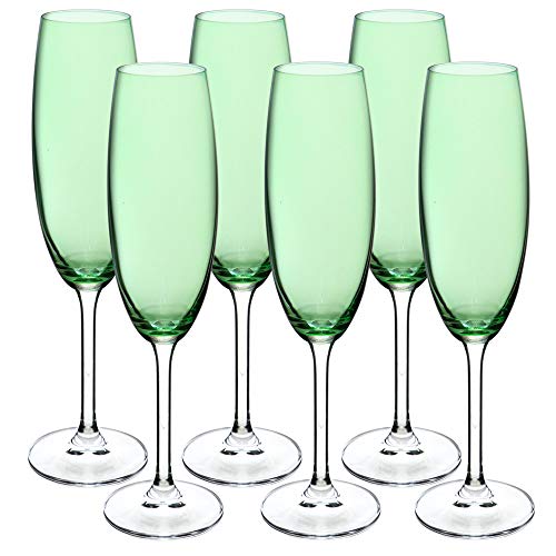 Jogo de 6 Taças para champanhe Gastro em cristal ecológico 220ml A24cm verde limao