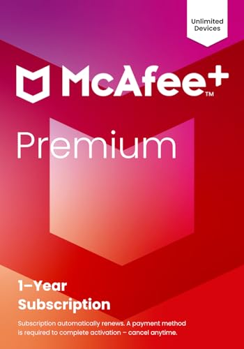 McAfee+ Premium Individual Unlimited Devices 2025 | Cybersecurity Software Includes Antivirus, Secure VPN, Scam Protection, Identity Monitoring | 1-Year Subscription with Auto-Renewal | Key Card